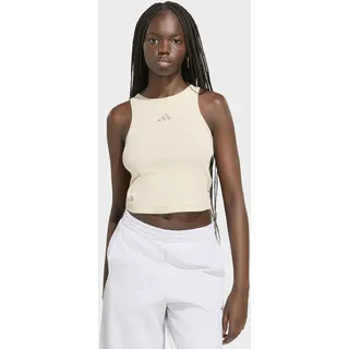 Tanktop ADIDAS SPORTSWEAR "W AK SL RIB TNK", Damen, Gr. S, beige (crystal linen), Obermaterial: 46% Baumwolle, 45% Viskose, 9% Elasthan, normal, Rundhals, Tops Tanktop
