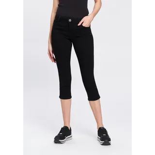 Caprijeans ARIZONA "Ultra-Stretch", Damen, Gr. 38, N-Gr, schwarz (schwarz schwarz), Denim/Jeans, Obermaterial: 74% Baumwolle, 24% Polyester, 2% Elasthan, Basic, skinny fit 3/4-Länge, Jeans Caprijeans, extra-enger Schnitt, modischer Beinabschluss mit Schlitz, Topseller
