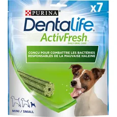 Purina Dentalife ActivFresh Mini | Leckerli für kleine Hunde | 7 Kaustäbchen | Spirulina und Honig | 1 Stück | 115 g