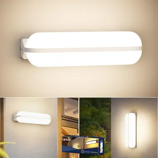 Letlit LED Wandleuchte Innen/Außen Weiß, 20W 2000LM Moderne Wandlampe Up and Down Belechtung, 4000K IP65 Feuchtraumleuchte Aussenlampe Wand Kellerlampe, LED Lampen für Treppe Flur Keller Garten WC