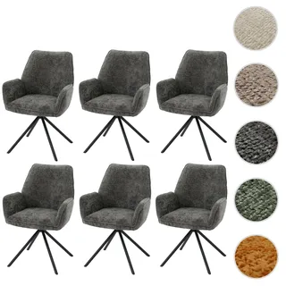 6er-Set Esszimmerstuhl HWC-G67, Küchenstuhl Stuhl mit Armlehne, drehbar Auto-Position, Chenille Öko-