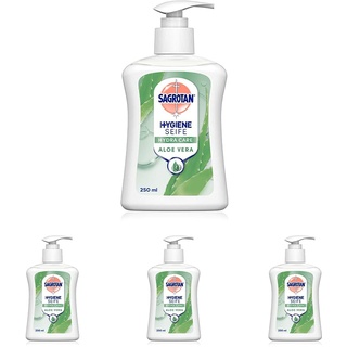 Sagrotan Handseife Aloe Vera – Hygienische Flüssigseife – 1 x 250 ml Seifenspender (Packung mit 4)