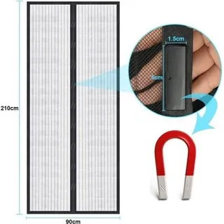90 x 210 cm Magnetischer Fliegengitter-Türvorhang für Balkon, Wohnzimmer, Schiebetür, Terrasse - Klettverschluss, kein Bohren erforderlich - Blau