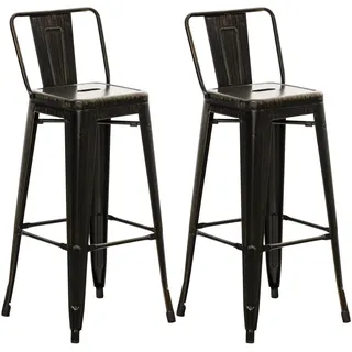 CLP Barhocker 2er Set 44 x 96 x 43 cm Schwarz/Goldfarben