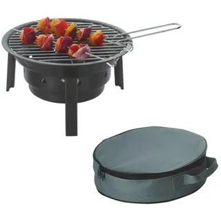 HOOZ Camping portabler Holzkohlegrill, Koffergrill Klappgrill ideal für Picknick BBQ und Schaschlik, Tragbarer Mini Faltgrill für spontane Grillabenteuer (Ø 32 cm)