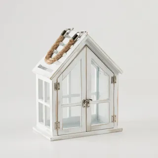 home&you Laterne Homesi, Holzlaterne mit Glas-Scheiben,Hängend, Vintage, Tischdeko Home Dekoration, Windlichter, Windlichter