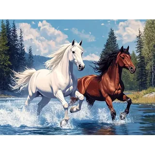 Nianxi Pferd Diamond Painting Bilder,Strom Diamant Painting Erwachsene,Diamants Painting Erwachsene Für Home Wand Decor,Frauen Geschenk.