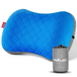 Tavaler Aufblasbars Kissen Ultralight Outdoor Camping Kissen (Blau) | Camping Kopfkissen Abnehmbare Abdeckung Aufblasbar Ergonomisches Reisekissen Atmungsaktiv Aufblasbar Strandkissen Waschbar