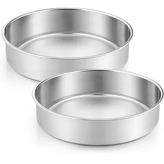 Joyfair Edelstahl Rund Backform Kuchenform 2er Set für Backen - 24,2 x 5 cm | Backformen für Geburtstag/Hochzeit/Weihnachten Schichttorten, Gesund & Ungiftig, Leicht zu Reinigen & Spülmaschinenfest