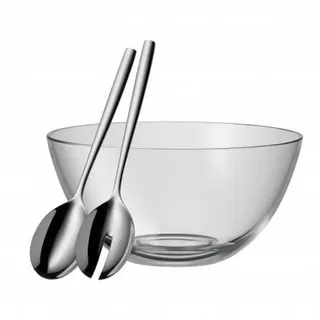 WMF Salatset , Glas , 2-teilig , rund , rostfrei , Geschirr, Schalen & Schüsseln, Salatschüsseln