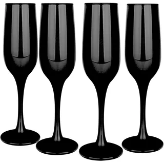 Glasmark Krosno Gläser 4er Set 0,2 Liter Sekt Champagner Prosecco Glas Kelch Sektgläser Champagnergläser Schaumweingläser Weingläser Schwarz 4 x 200ML