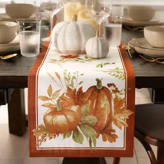 Elrene Home Fashions Autumn Pumpkin Grove Tischläufer, Bunt, 13"x70" (Table Runner)