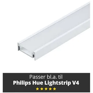 Light Solutions Aluminiumsprofil - Model S til Philips Hue og WiZ - Hvid