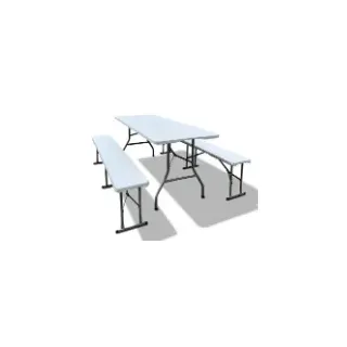 Bierzeltgarnitur klappbar aus Kunststoff weiß 3 Teilig