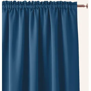 ROOM99 Vorhang mit Kräuselband Aura 140 x 300 cm Breite x Höhe Verdunkelung Schiebegardinen Deko Modern Curtain Gardine Wohnzimmer Schlafzimmer Dunkelblau, 1 Stück