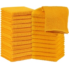 Utopia Towels Baumwoll-Waschlappen-Set – 100% ringgesponnene Baumwolle, hochwertige Flanell-Waschlappen für das Gesicht, sehr saugfähige und weiche Handtücher, 24 Stück, Senfgelb