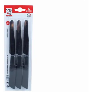 Pratesi Confezione 6 COLTELLI TAV.cm.11 Nero Linea I Classici, 18/8 Stainless Steel, Multicolour, One Size