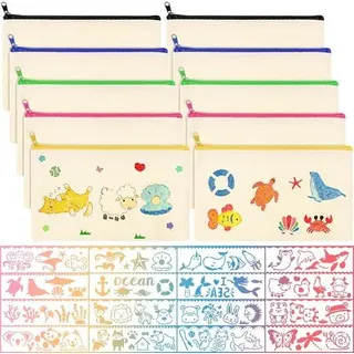 10-teiliges DIY-Set aus weißem Stoff, 21 x 12 cm - Weiß