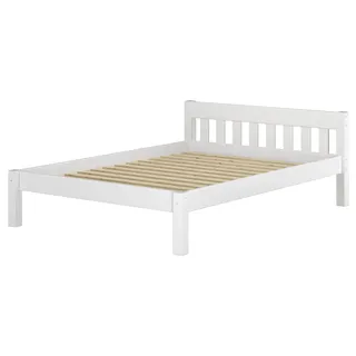 Doppelbett weiß Ehebett Kiefer Massivholzbett 160x200 Zubehör wählbar V-60.38-16WRollrost inkl. - Weiß