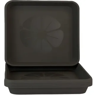 Home Garden Ornaments – Quadratische Blumentopf-Untersetzer, Set aus 5 eckigen Auffangschalen für Pflanzkübel, den Außen- und Innenbereich Groß (Anthrazit, 29 cm außen / 25,2 cm innen)