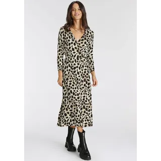 LAURA SCOTT Midikleid Animal-Print Schwarz/Rosa 42