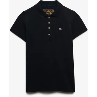 Poloshirt SUPERDRY "HERITAGE SLIM FIT POLO", Damen, Gr. S, eclipse navy, Single Jersey, Obermaterial: 97% Baumwolle, 3% Elasthan, unifarben, skinny fit normal, Shirts Poloshirt