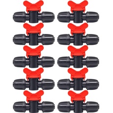 Hydrogarden 10 Stück Micro-Drip-System Regulier- und Absperrventil 13 mm (1/2 Zoll): Einfache Rohrabsperrung und stufenlose Regulierung des Wasserdurchflusses, Zubehör für Verlege- und Tropfrohre