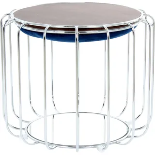 Kayoom Pouf Comfortable 110 Samt 50 x 45 x 50 cm Dunkelblau/Silber