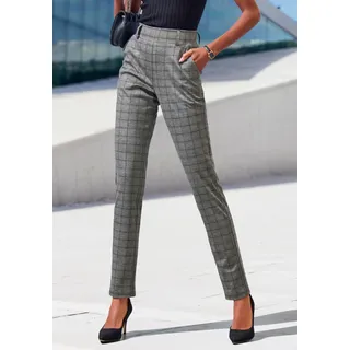 Jogger Pants LASCANA "klassische schmale Form", Damen, Gr. 32/34, N-Gr, blau (grau kariert), Obermaterial: 59% Polyester, 35% Viskose, 6% Elasthan, Jacquardmuster, kariert, Basic, lang, Hosen Jogger Pants, mit Jacquard Strickmuster oder uni schwarz, Topseller