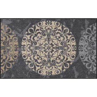 Salonloewe Fliesenkreise Fußmatte waschbar 075 x 120 cm Fußabtreter Schmutzfangmatte Flur-Läufer Wohn-Teppich Design