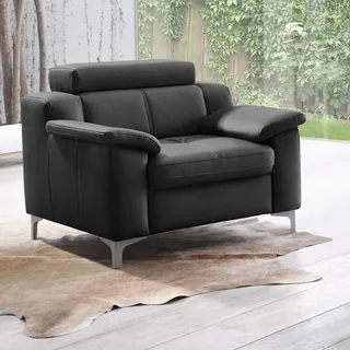 exxpo - sofa fashion Sessel »Florenz, Loungesessel, Relaxsessel mit hohem Sitzkomfort, modern«, bequeme Armlehnen, hochhwertige Detailverarbeitung, schwarz