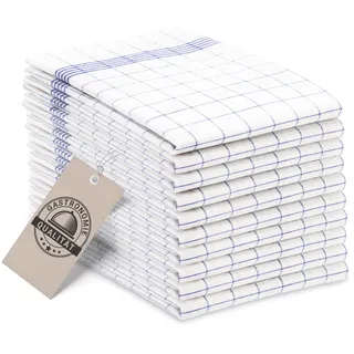 ZOLLNER 10er Set Geschirrtücher Baumwolle in 50x70 cm - super saugstarke und langlebige Küchentücher - waschbar bis 95°C – in blau weiß kariert - Gastronomiequalität - Oeko Tex® Zertifiziert