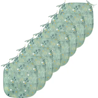 ABAKUHAUS Blumen Polster für Esszimmerstühle, Frühlings-Tulpe-Blumenblätter, Dekoratives wasserfestes Kissen mit Riemen für Küchensitze, 40 cm x 40 cm-8er Pack, Türkis Ringelblume Teal - Grün