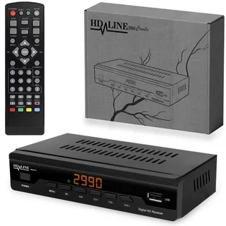 HD-Line 2990 Kabelreceiver Full HD Kabel Receiver für digitales Kabelfernsehen 2990 Combo (HDTV,DVB-C / C2, DVB-T/T2, HDMI, SCART, USB 2.0, WLAN optional) + HDMI Kabel,