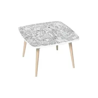 PAPERFLOW Kids Dschungel Maltisch quadratisch Spanplatte weiß 60,0 x 60,0 x 40,0 cm, 1 St.