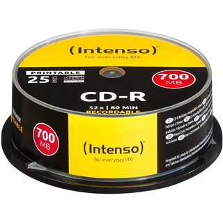 Intenso CD-R Rohlinge 700MB 52x 25er Spindel Cakebox kratzfest bedruckbar