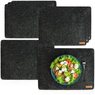 com-four® 8X Platzset abwischbar aus Filz - 44 x 32 cm Platzmatte - hitzebeständiges Tischset für 8 Personen - extra Dicke, rutschfeste Platzdeckchen, Filzunterlage (Platzmatte anthrazit - 8 Stück)