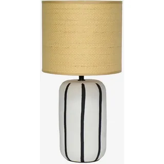 sweeek - Indoor Keramik-Tischlampe, Lampenschirm mit Rattanlook H 41cm - Weiß - Weiß