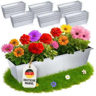 MC-Trend Blumenkasten für Europaletten – verzinktes Metall – wetterfest + rostfrei – Paletten-Balkonkasten mit Ablauflöchern – 38,1x13x9 cm – 247 g – UV beständig – stapelbar – Diverse Sets (24)