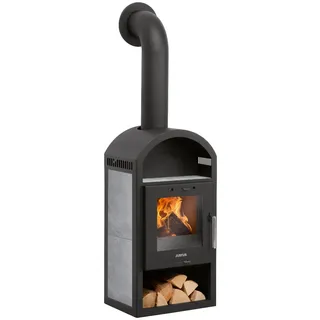 Justus Kaminofen | Vegas V | 6 kW | Stahl Schwarz | Specksteinkeramik