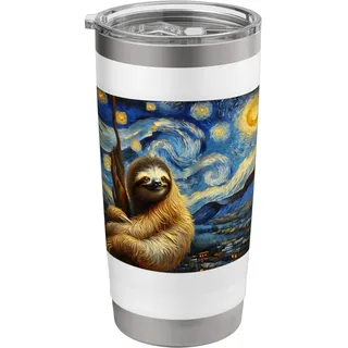 Sloth Starry Night Faultier Doppelwandiger Edelstahl-Thermobecher