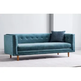 Wohnlandschaft Stoff Sofa 3 Sitzer Relax Sitz Design Couch Lounge Sofas Textil - Blau