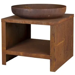 Esschert Design Feuerschale mit Holzfach 62 cm Rostbraun