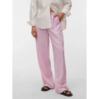 Schlupfhose VERO MODA "VMROSIE MW WIDE PANT NOOS", Damen, Gr. M (38), Länge 32, pirouette stripes:weiß pinstripes, Web, Obermaterial: 85% Viskose, 15% Leinen, gestreift, oversize lang, Hosen Schlupfhose, Viskosemischung, oversize