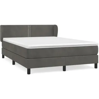 vidaXL Boxspringbett mit Matratze Dunkelgrau 140x190 cm Samt - Grau