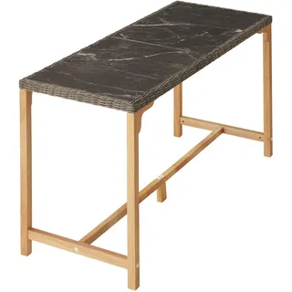 tectake Gartentisch Lovas, 161 x 64,5 x 99,5 cm, natur , Naturfarben , Kunststoff , Rechteckig , 64.5x99.5x161 cm , Gartenmöbel, Gartentische, Gartentische