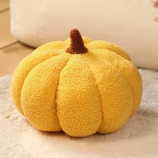 FiveMileBro Halloween Kürbis Kissen, 3D Kürbis Kissen, Gemütliches Kürbiskissen als Deko für Sofa, Bett, Wohnzimmer und Kinderzimmer, Perfekte Geschenkidee (23cm/gelb)