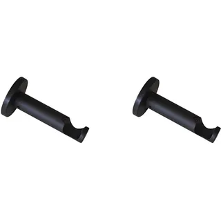 GARDINIA Träger mit Metallmontageplatte für Gardinenstange, 1-läufig, Offen, Inkl. aller Montage-Teile, Serie Chicago, Ø 20 mm, Metall, Schwarz-matt (Packung mit 2)