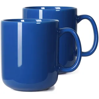 Smilatte 600 ml große Kaffeetasse tassen, M016 Plain porzellan Keramik Big grosse Teetasse becher mit Griff für Papa Männer, 2er-Set, Blau