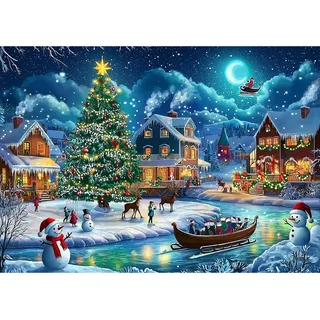 Lxmsja 5D Diamond Painting Weihnachten, Diamond Painting Heiligabend Erwachsene, Diamant Painting Bilder, Full DIY Diamant Kunst Malerei Stickerei Set Kreuzstich Bilder Home Wand Dekor 30x40cm